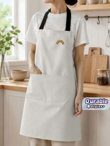 Multi-Color Cotton Work Apron With Brown Straps & Pockets, Waterproof Adjustable Apron For Men Women, Ideal For Kitchen, Coffee Shop, Bakery & Cooking - Multicolor - View 1