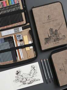 Four Options Of Sketch Pencil Sets With 39/57/81/105 Pieces Are Available. This Professional Charcoal Art Set Is Perfect For Sketching And Figure Drawing. It Comes With A Portable Canvas Storage Bag And Is Cost-Effective. - Sets - View 4
