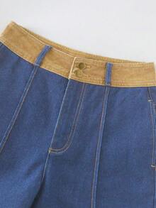 GlowEve CURVE Plus Size Women's Casual Two-Tone Non-Stretch Denim Jeans, All Season - Medium Wash - View 3