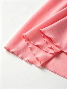 Franclia Vestido elegante de unicolor con volantes en el bajo para mujer de talla grande para primavera y verano - Rosado Sandía - Ver 5