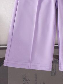 SHEIN Baby Girl Bowknot Embroidered Sweatshirt & Sweatpants Set - Purple - View 4
