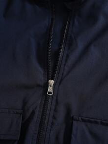 SHEIN 青少年男孩春秋休閒百搭連帽外套 - 藏蓝色 - 查看 7