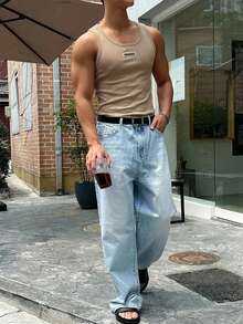 DAZY Men's Casual Denim Versatile Daily Wear Top - Khaki - View 3