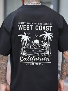 Devon Thys SU ER Men's Fashionable Printed Loose Short Sleeve T-Shirt | Exquisite Design | Summer Essential | Easy To Match, Showcasing Your Style - Black - View 3
