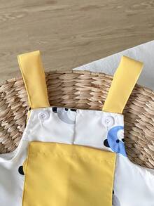 SHEIN Playful Pals Romper Bayi Laki-laki Motif Kepala Beruang Musim Panas dengan Desain Saku, Cocok untuk di Rumah, Santai, Pesta, dan Bepergian - Putih - View 5