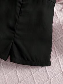 SHEIN 女嬰可愛夏季細肩帶露肩連身褲 - 黑色 - 查看 4