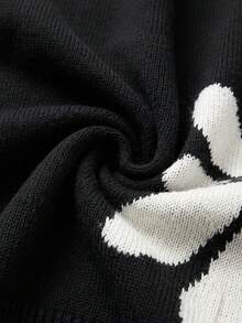 CAJUNI Autumn/Winter Casual Floral Pattern Cardigan - Black and White - View 6