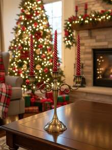 Vintage Retro Candlestick Set (5/3 Arms), Elegant Table Decor For Wedding Banquet, Proposal, Birthday & Family Gathering, Romantic Atmosphere For Outdoor Terrace, Office & Dining. - multicolor - View 7