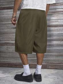 AXEPEAK Men's Casual Solid Color Loose Shorts, Summer - Brown - View 2