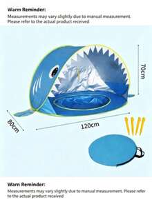 A Small Shark-Shaped Pop-Up Beach Tent, Portable Beach Shade Canopy, Outdoor Travel Camping Uv Protection Tent, Suitable For Beach And Swimming Pool, Essential Beach Item For Summer, Suitable For Outdoor Activities - Multicolor - View 7