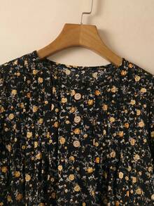 Rusticease Women's Round Neck All-Over Print Casual Party & Travel Long Dress - Black - View 7