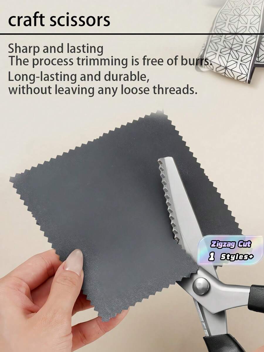 Stainless Steel Pinking Shears, Triangle Zigzag & Scalloped Wave Serrated Edge Fabric Scissors, Decorative Tailoring Shears For Sewing, Crafting, Dressmaking, Clothing Cutting - multicolor - View 1