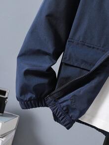 SHEIN 青少年男孩春秋休閒百搭連帽外套 - 藏蓝色 - 查看 4