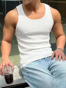 DAZY 男士素色休閒百搭日常穿著上衣 夏季款 - 白色 - 查看 4