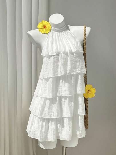 Elamini Vestido mini elegante de gasa color champán con espalda descubierta y lazo, vestido de cita para mujer, vestido de noche para mujer, vestido de verano para mujer, atuendo de viaje de luna de miel para mujer, vestido de invitada de boda para mujer, atuendo de vacaciones en la isla, vestido de invitada de boda para mujer, vestido de sol para mujer, vestido de fiesta elegante, vestido de cumpleaños para mujer