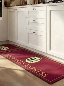 HARRY POTTER X SHEIN A Rubber Kitchen Long Carpet, Cartoon Printing Pattern, Nordic Light Luxury High-End Style Kitchen Mat, Long Running Carpet Laundry Carpet, The Fabric Is Thick And Foot-Feeling, Easy To Take Care Of, Machine Washable And Washable, Practical Entrance - Red - View 4