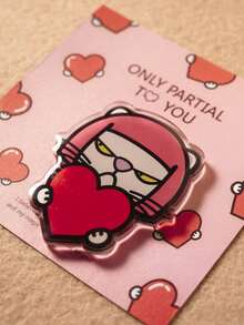 POKOJA LAND Cool Cat Holding Heart Fridge Magnet, 1pc,Red,Kawaii Refrigerator Magnet, Strong Magnetic Acrylic Meme Kitchen Decor, Cat Lover Gift, Only Partial To You, PokojaLand&Luluni - red - View 4