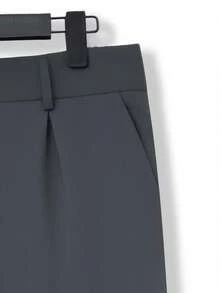 Manfinity Homme 男士深灰色編織休閒時尚立領西裝套裝 - 深灰色 - 查看 4