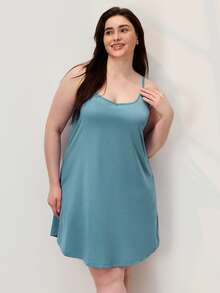 LUVLETTE Women's Plus Size Blue Sexy Soft 100% Pure Cotton Short Cami Nightdress Cotton Pajamas Summer Dresses For Women - Green - View 9