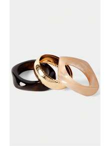 Noxbound Retro Wide-Edge Bracelet, Metal Crocodile Pattern, Resin Smudge Light Luxury Opening Bracelet, Wind Advanced Sense Mix And Match Bracelet - Multicolor - View 2