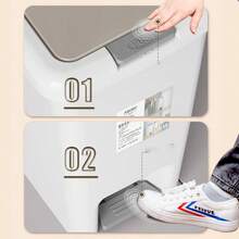 A Space Saving Foot Operated Garbage Bin That Can Be Pressed And Stepped On, With A Large Capacity, Suitable For Kitchens/Bathrooms, Durable, Indoor Composting Bin, And Home Storage Box. Hands Free Stomping And Pressing Operation - White - View 2