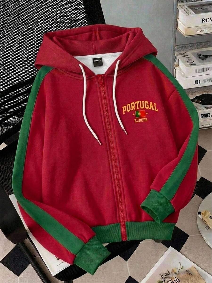 Attitoon Casual Minimalist Loose Fit Hooded Open Front Plus Size Sweatshirt Autumn/Winter - Multicolor - View 1