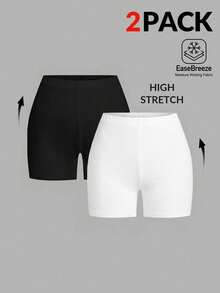 CovetEZ 2 piezas/Set Leggings ajustados de unicolor talla grande, ropa funcional de verano - Multicolor - Ver 1
