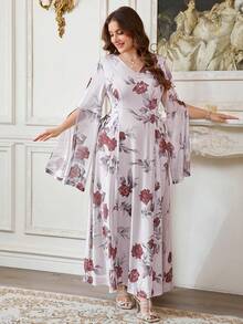 Reflora Vestido elegante de fiesta con estampado floral talla grande - Multicolor - Ver 6