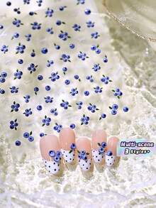 1PC Cute Mini Blueberry Embossed Jelly Nail Stickers, Fresh Fruit Nail Art Decals - Multicolor - View 1