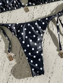 Swim Vcay Springbreak 女款夏季隨機印花細肩帶金屬裝飾復古兩件式比基尼套裝 - 彩色 - 查看 5