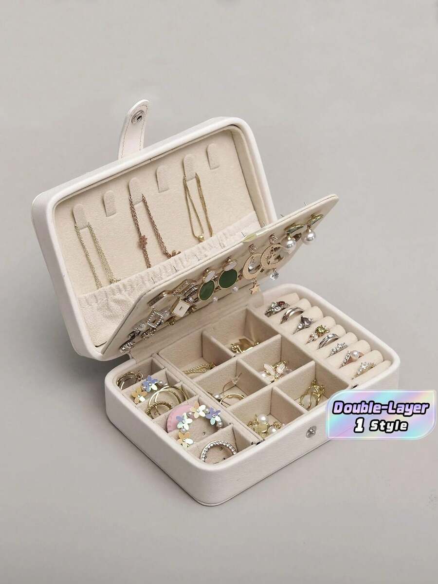 1PC Leather Multi-Functional Double-Layer Jewelry Storage Box, Gift For Valentine's Day Back To School