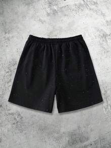 ROMWE MEN Street Life Celana Pendek Kasual Pria Musim Panas Motif Gothic - Hitam - View 2