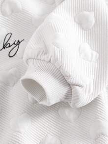Cozy Pixies Baby Girl Heart Pattern Knitted Soft Crew Neck Long Sleeve Pullover Sweatshirt & Leggings 2-Piece Set - Black and White - View 5