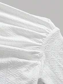 SHEIN Girlism 兒童青少年女孩 T-shirt，甜美休閒優雅白色露肩針織上衣，Y2K 風格，白色上衣，返校季 - 白色 - 查看 6