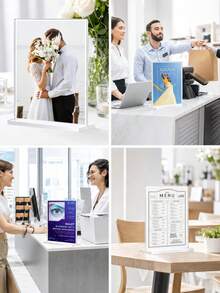 T-Shape Clear Acrylic Sign Holder Double Sided Display Stand For Menu Flyer Photo Office Restaurant Retail Wedding - Clear - View 6