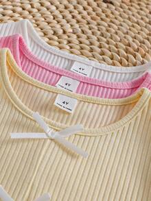 SHEIN 女童夏季休閒蝴蝶結裝飾背心 - 彩色 - 查看 8