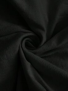 Elaquor 大尺碼女款純色V領荷葉袖休閒上衣 - 黑色 - 查看 9