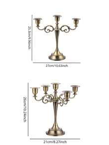 Vintage Retro Candlestick Set (5/3 Arms), Elegant Table Decor For Wedding Banquet, Proposal, Birthday & Family Gathering, Romantic Atmosphere For Outdoor Terrace, Office & Dining. - multicolor - View 5