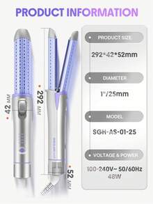 SHEGLAM HAIR Cool Lock Airflow Styler, 360° Airflow Styler Curling Iron,Hair Curler With Cooling Air Vents To Lock In Style,4 Adjustable Temp,Dual Voltage,Fast Straightening,Water-Based Ceramic Coating Makes Hair Shiny,Cueler & Straightener,Curly Hair Products,Hair Curling Irons,Hair Straightener For Long Short Hair - US Plug Birthday Gift Pink Makeup Beach School Festivals Hair Care Y2K Travel Essential Cruise Vacation Summer Universal Voltage Hair Accerssories Women's Accessories Hair Brush - Silver - View 12