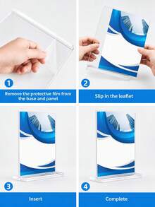 T-Shape Clear Acrylic Sign Holder Double Sided Display Stand For Menu Flyer Photo Office Restaurant Retail Wedding - Clear - View 5