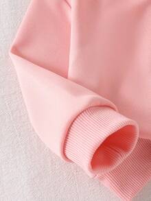 Elladie kids Baby Girl Bow Embroidery Sweatshirt And Pants Loose Fit Set - Pink - View 6