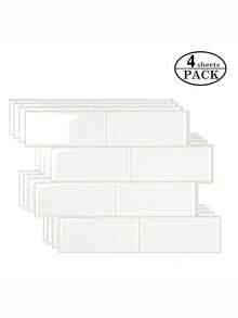 4/10/20 Pcs Waterproof Brick Textured 3D Wall Panels, DIY Tile Stickers, Removable Self-Adhesive Wall Tiles For Kitchen Bathroom Backsplash And Holiday Decor - White - View 12