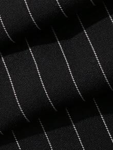 DAZY Black Striped Fabric Pleated Curved Leg Men's Suit Pants - Black - View 6