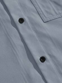 ESTAVOR Men's Woven Fashion Casual Loose Short Sleeve Shirt - Blue - View 6