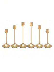 12pcs/6pcs FrenchChampagne Color Candle Holders Set, 6pcs Cone Shaped Candle Holders, Champagne Color Modern Decorative Candle Holders, Suitable For Dining Table, Fireplace, Wedding, Dining, Party, Christmas, Anniversary Decoration (Candles Not Included) - Champagne - View 11