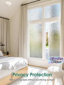 Static Water Ripple Window Film, Privacy 3D Laser Glass Sticker, Light Transmission Non-Transparent Decorative Window Cover For Bathroom, Bedroom And Kitchen - White - View 1