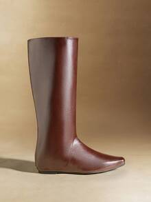 Rosivie Women's Pointed Toe Buckle Design Casual Fashion Knee-High Boots - Brown - View 2