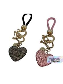 Valentine's Day Gift Heart-Shaped Keychain, Wristlet Sparkling Keychain, Women's Keychain, Car Key, Wallet Charm, Handbag, Backpack Accessory, Engagement, Wedding, Birthday Party Gift - multicolor - View 3