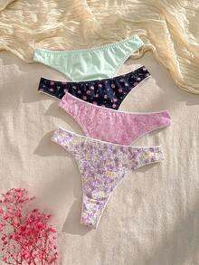 CottageSlumber 女款 4 件組溫柔春季碎花三角內褲 - 彩色 - 查看 4