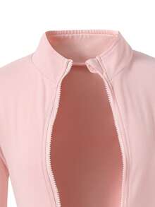 SHEIN Sparklyn Tween Girls Fall Outfits 3pcs/Set Girly Pink S Set, Stand Collar Jacket + Camisole + Flared Pants, Chic, Graduation, Layered, Gym - Pink - View 5